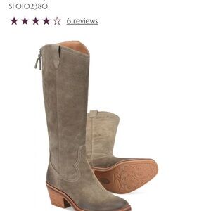 Gray Heeled Boots with Western Design and Low Stacked Heel